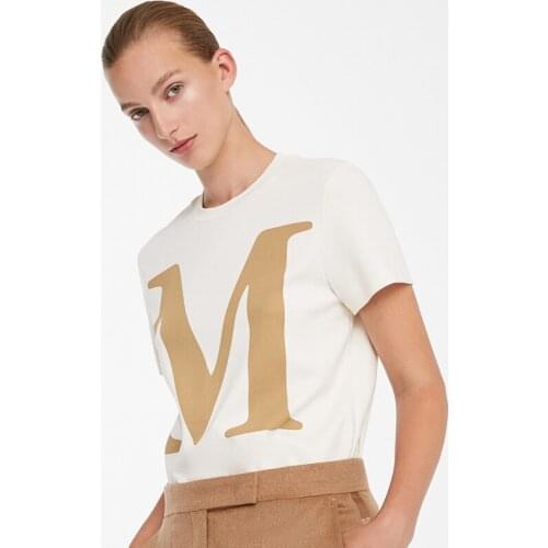 Spring Summer Slim White Letter Print Women Cotton T-Shirt Female High Street Fashion Tees Ladies Casual Designed New Top ML060