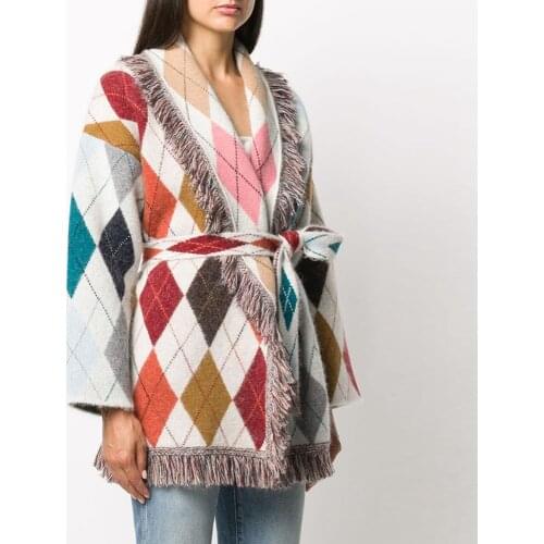 Womens Clothes Autumn Winter Women Plaid Wool Jacket Cardigan Loose Fleece Sweater Coat Soft Knitted Warm Jacket Outwear