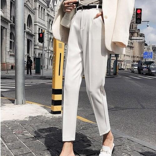 HStar OL Style White Women Pants Casual Sashes Pencil Pant High Waist Elegant Work Trousers Female pantalon femme