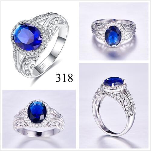 Lingmei Drop Shipping New Fashion Blue Zircon Wedding Rings Women Engagement Jewelry Silver ColorRing Size 6-9 Gorgeous Gifts