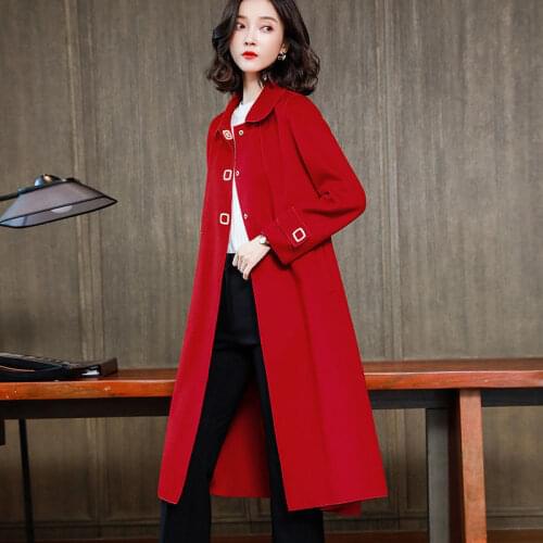 2021 Autumn Winter Women Wool Coat Turn Down Collar Long Female Jacket Woolen Coat Chic Overcoat Warm Coat Casaco Feminino Y519