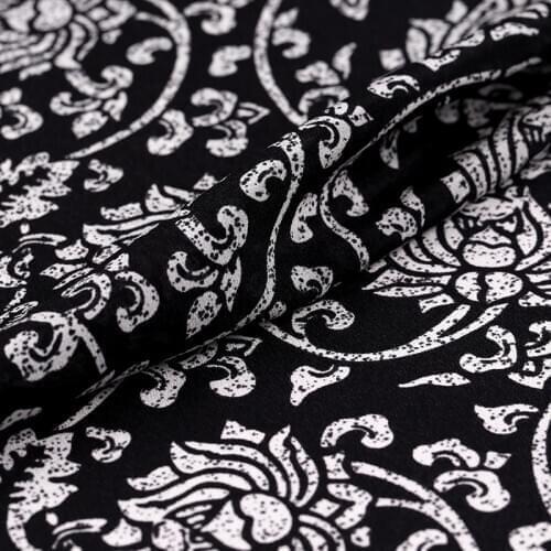 1 Meter Black Floral Printed Pure Silk Summer New Wide Crepe De Chine Fabric Dress Cloth
