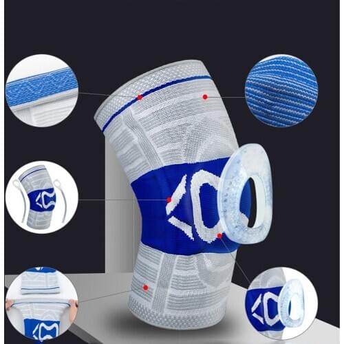 1PCS Silicone Spring Breathable Sports Knee Pads Outdoor Running Fitness Offroad Basketball Football Volleyball Applicable