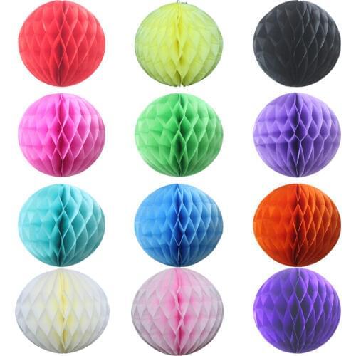 10pcs Round Tissue Paper Honeycomb Ball Lanterns Chinese White lantern Christmas New Year Decor Wedding Party Decoration