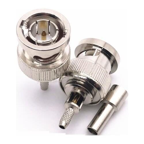 10pcs Q9 BNC Male Plug Window Straight Crimp for RG174 RG316 RG179 Cable RF Coaxial Adapter Connector 75Ohm