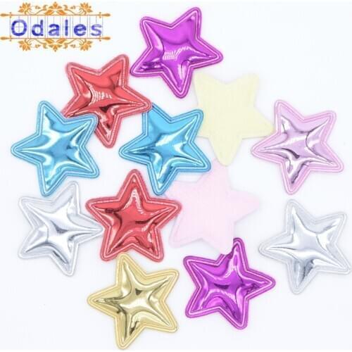 100Pcs/lots Shiny PU Star Applique Shape Padded Patches DIY Headwear Accessories Hair Clips Scrapbooking Stickers H21