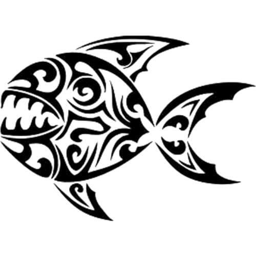 18.5cm*13.5cm Tribal Fish Monster Fashion Stickers Decals Vinyl Car-Styling Black/Silver S3-6974