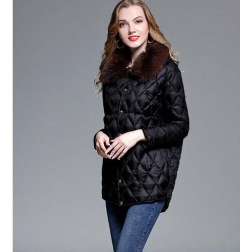 2020, womens fall-winter, white duck down, coat, womens, light, korean, down jacket, fox fur collar