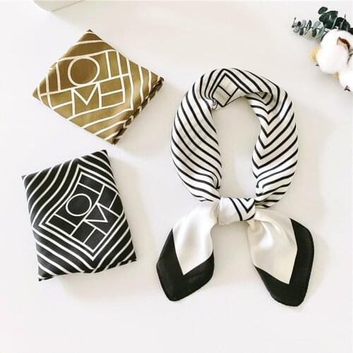 2021 Summer Imitation Silk Scarf Square Scarf Ladies Shawl and Shawl Fashion Office Small Hair Neck Hijab Wrinkled Scarf 70*70cm