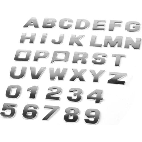 25MM Car Stickers 3D DIY Metallic Alphabet Sticker Emblem Letter Silver Badge Decoration For Cars Accesorios Auto Logo Styling