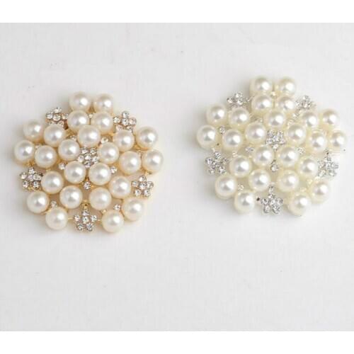 5pcs/lot gold/silver large alloy pearl rhinestone embellishment ornament buttons crafts accessories