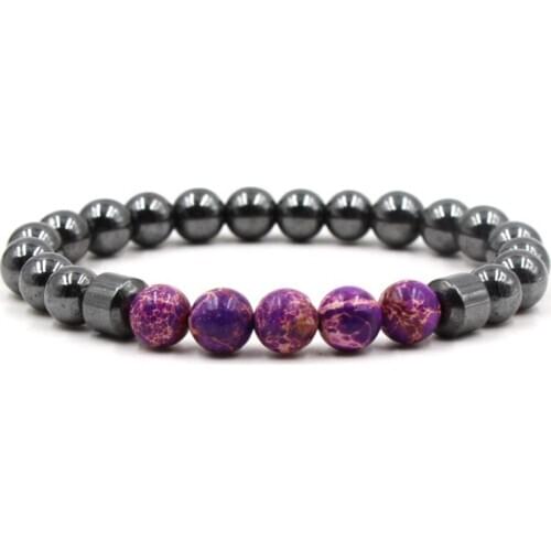 8mm uk43 adjusted Charm nature pulper Emperor stone hematite bead Bracelet women Healing Prayer Reiki Chakra Buddha Yoga