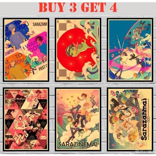 Anime Sarazanmai Kraft paper Poster Cartoon Painting Abstract Fancy Wall Sticker 42X30cm