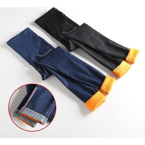 Plus Velvet Warm Jeans Maternity Pants Pregnancy Pencil Pants For Pregnant Women Clothes Winter Thicken Skinny Jeans Pants