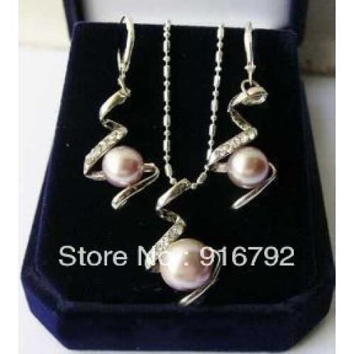 Free shipping ******Pink pearl Jewellery necklace earring set