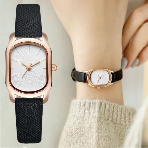 Fashionable Women Leather Band Watch Casual Ladies Quartz Wristwatch Simple Female Small Black Watch Reloj Mujer Clocks