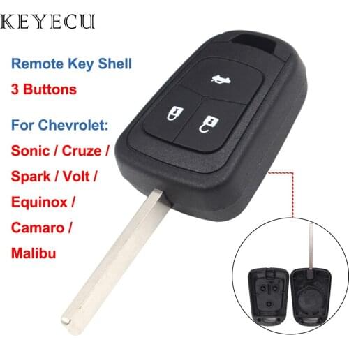Keyecu Remote Car Key Shell Case Cover 3 Buttons for Chevrolet Sonic Cruze Camaro Equinox Malibu Spark Volt