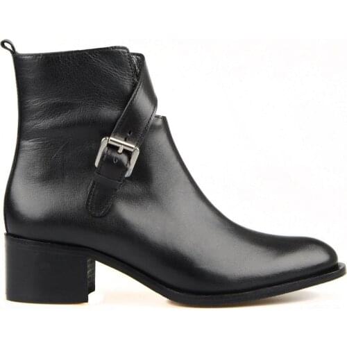 FootCourt- Black Ankle Boots Genuine Leather Women Winter Martin Boots New Season High Heel Boots Ladies Fashion Female Booties