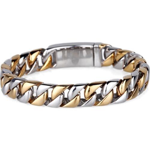 Hip hop Link Chain Stainless Steel Bracelet Men Heavy 12MM Wide Mens Bracelets Bicycle Chain Wristband Fashion Jewelry Gift