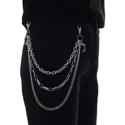 Kpop Lock Chain On The Jeans Pants Women Moon Keychains for Men Unisex Egirl eBoy Harajuku Goth Aesthetic Accessories