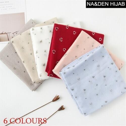 Hot sale fashion heart print hot silver muslim hijab women scarf/scarves wraps shawl high quantity viscose bandana 10pcs/lot