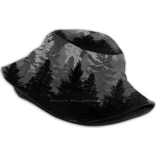 Love To Hike In The Forest - Pine Trees Korean Ladies Outdoor Sun Hat Bucket Cap Night Pine Pine Forest Evergreen Tree Trees Go