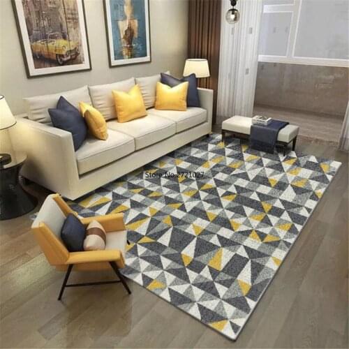Nordic Yellow Dark Gray Geometric Pattern Carpet Non-slip Kitchen Floor Mats Bathroom Non-slip Mats Corridor Floor Mats