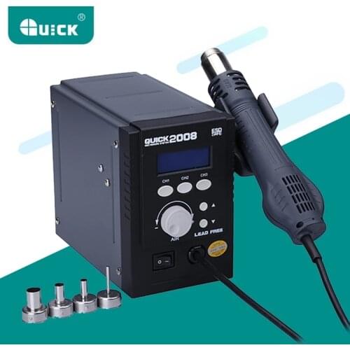 QUICK 2008 ESD Digital Display Heat Gun Welding Rework Soldering Station for iPhone Samsung Mainboard BGA Maintenance 110V/220V