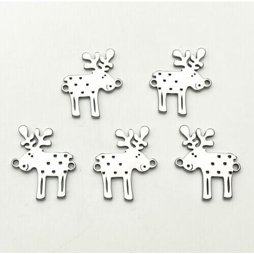 5pcs 18*22mm Fine Christmas Elk Charm Wholesale 100% Stainless Steel Deers Connector Bracelet Jewelry HandmadeDiy Making