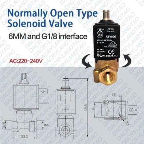 G1/8 valve AE solenoid valve AC220V~240V normally open type Coffee machine High temperature and high pressure steam solenoid