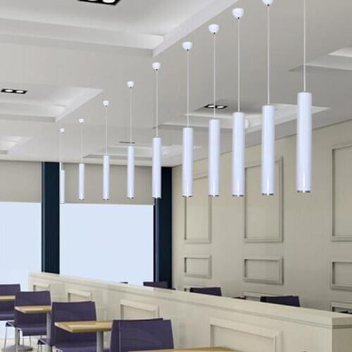 Modern Black Led Dining Room Pendant Lights For Restaurant Bar Counter Cylinder-shaped long light Rectangular Base lamps factory