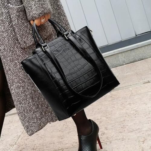 Crocodile Pattern Women Handbag Large Leather OL Handbags Ladies Office Bag Crossbody Shoulder Bag Business Women Briefcase