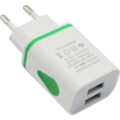 Phone Universal 2.1A 5V LED 2 USB Charger Fast Wall Charging Adapter US/EU Plug USB Charger For iPhone For Samsung For HTC