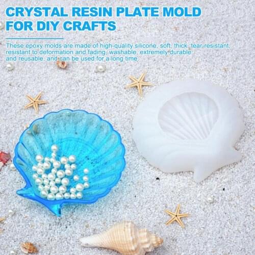 Sea Shell Shape Candle Mold Crystal Resin Plate Mold Food Serving Dish Silicone Casting For DIY Crafts Thick Durable Washable