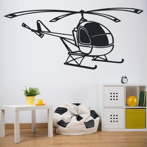 Airplane Wall Decal Simple Cartoon Helicopter Transport Art Mural Vinyl Stickers Kids Boys Bedroom Nursery Interior Decor M870