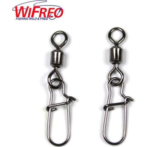 Wifreo 10PCS Cnnnector Pin Bearing Rolling Swivel Stainless Steel with Snap Fishinghook Lure Tackle Accessorie Size 4/0 3/0 2/0