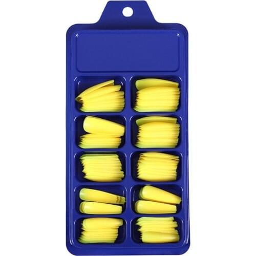 Y1UF 100Pcs Solid Candy Color Full Cover Coffin False Fake Nails Tips Manicure Tools