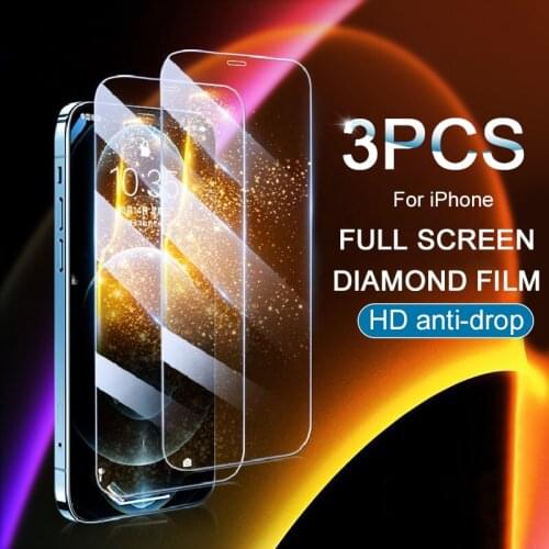 3PCS Screen Protector Full Cover tempered Glass For iPhone 11 12 Pro Max Film Protective Glass On iPhone X XR XS Max Curved Edge
