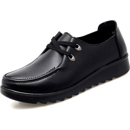 Tennis Shoes For Women Black Red Leather Non Slip Soft Bottom Mothers Gift Shoes Sneakers Sports Walking Shoes Tenis Feminino