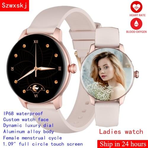 2021 New Smart Watch Women IP68 Waterproof DIY Watch Face Blood Pressure Oxygen Menstrual Cycle Monitor Upgraded of KW10 KW20