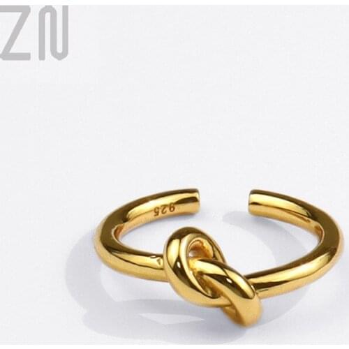 ZN Korean Ins Style Womens Ring Creative Design Knotting Shape Opening Geometric Finger Rings Personality Fashion Jewelry Gifts