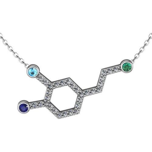 Dopamine Molecule with Birthstone of Crystal Necklace free ship 12pcs/lot