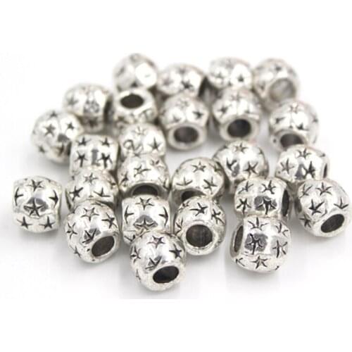 10pcs DIY European Beads Zinc Alloy Big Hole Star Pattern Oval Beads Fit European Women Bracelets Jewelry Making Pulsera