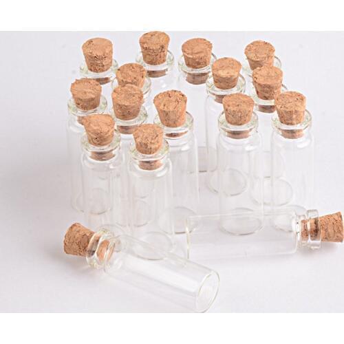 100 pcs 2 ml Mini Bayonet Glass Jars Pendants Clear Transparent Glass Bottles With Cork Wishing Bottles Charms New Arrival