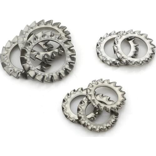 100Pcs M3 M4 M5 M6 M8 M10 Stainless Steel Washers External Toothed Gasket Washer Serrated Lock Washer