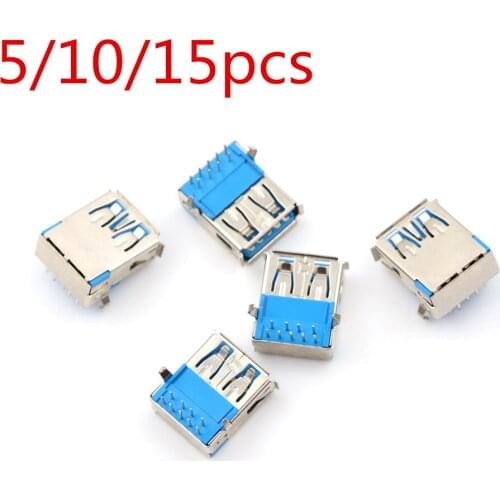 5/10/15pcs Female Right Angle 9 Pin DIP Socket Connector 90 degrees USB 3.0 Type DIP Type A