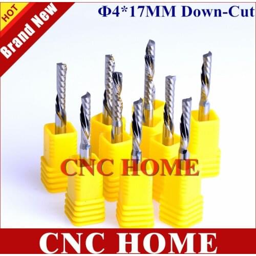 5pcs Down-Cut 4mm*17mm Left Spiral One Flute Import Carbide CNC Router Bits Milling Cutter for Wood, Acrylic, MDF