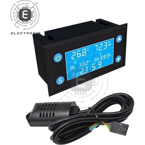 AC110-220V LCD Digital Thermometer Hygrometer Incubator Aquarium Temperature Humidity Controller Timer for Thermostat Humidistat