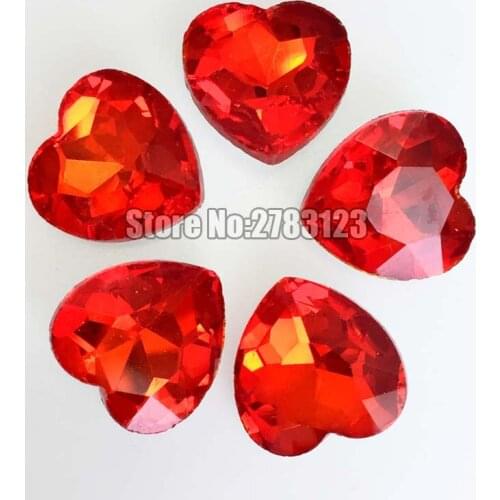 Free shipping AAA Glass Crystal Red color heart shape no hole pointback rhinestones,diy/Clothing accessories SWHP205