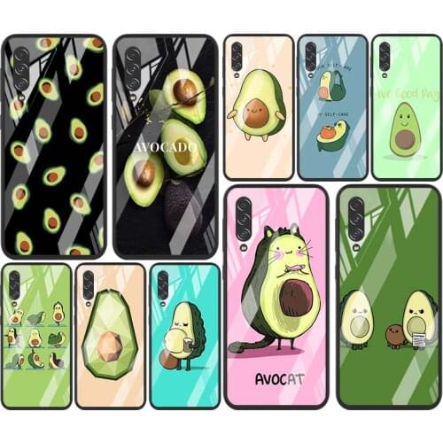Cute Cartoon Avocado Food For Samsung Note 20 10 9 8 Ultra Lite Plus 5G A70 A50 A40 A30 A20 A10 Tempered Glass Phone Case